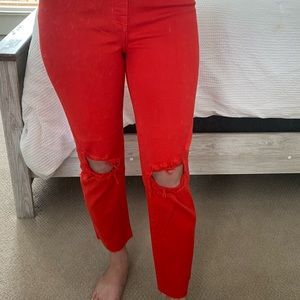 L’AGENCE Cropped Red Jean Pants, Size 25